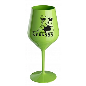 NERUŠŠŠ - zelená nerozbitná sklenice na víno 470 ml