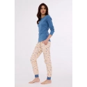 Dámské pyžamo Sammy 723/380 Jeans modrá s béžovou vzor - Cornette