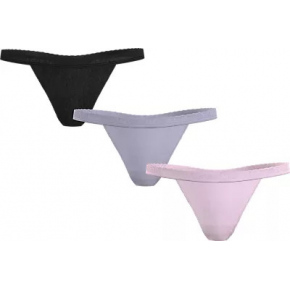 Dámská tanga 3Pack UW0UW05017 0V9 černé/fialové/sv. růžové - Tommy Hilfiger