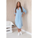 Šaty s výstřihem do V 88536 modré - Italian Fashion