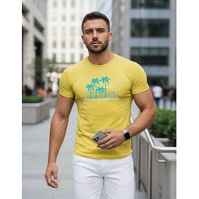 Pánské tričko s potiskem classic NX5020R žluté - FashionStreet Pánské tričko s potiskem classic NX5020R žluté - FashionStreet