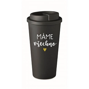 MÁME VŠECHNO - černý termohrnek 475 ml