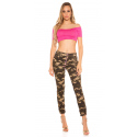 Dámské jeansy Trendy Army skinnies 0000K600-273A khaki vzor - Koucla