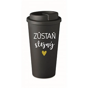 ZŮSTAŇ STEJNÝ - černý termohrnek 475 ml