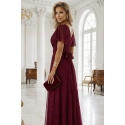 Dlouhé lesklé šaty 635-5 MELANIA  vínové - Numoco