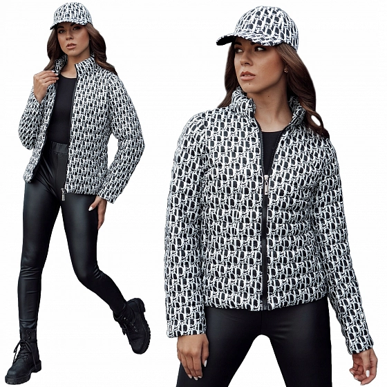 Dámská přechodová bunda se kšiltovkou TY4505 černo-bílá - FashionStreet 