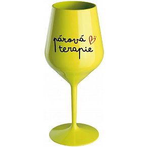 PÁROVÁ TERAPIE - žlutá nerozbitná sklenice na víno 470 ml