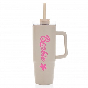 BARBIE - béžový cestovní hrnek s průhledným víčkem 900 ml BARBIE - béžový cestovní hrnek s průhledným víčkem 900 ml