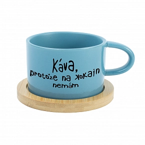 KÁVA, PROTOŽE NA KOKAIN NEMÁM - modrý hrníček makronka 200 ml