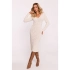 Dámské svetrové šaty M824 Světle béžová - MOE