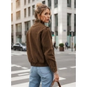 Dámská semišová bunda / bomber TY5578 Tmavě hnědá - Fashion Street 