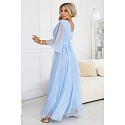 Dlouhé třpytivé šaty plus size 654-3 modré - Numoco
