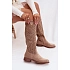 Dámské perforované kozačky na nízkém podpatku HY61-8023-22 Béžová - S.Barski