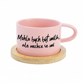 HRNEK MOHLA BYCH BÝT MILÁ, ALE NECHCE SE MI - růžový hrníček makronka 200 ml