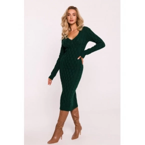 Dámské svetrové šaty M824 Tmavě zelená - MOE
