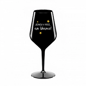 JEDNOU V ROCE NA VÁNOCE - černá nerozbitná sklenice na víno 470 ml JEDNOU V ROCE NA VÁNOCE - černá nerozbitná sklenice na víno 470 ml