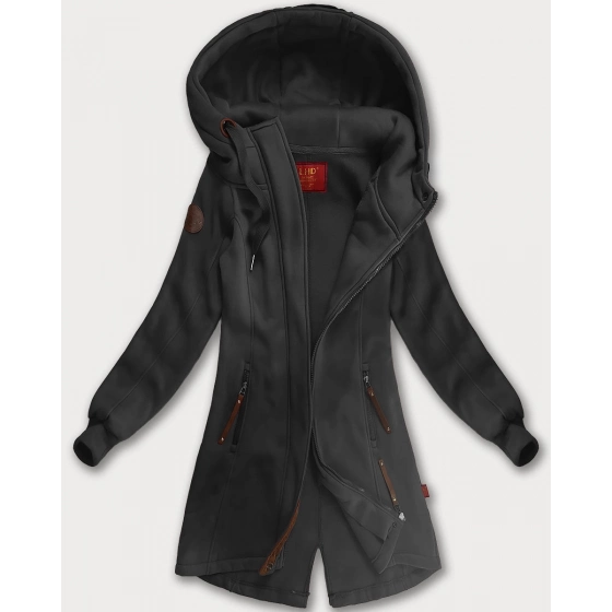 Dlouhá dámská mikina s kapucí (AMG-675/2) grafit - Goodlooking