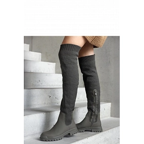 Dámské kombinované kozačky 68140 zelené - Solea