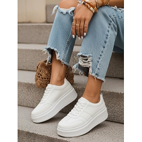 Dámské kožené tenisky ZY1376 bílé - Fashionstreet