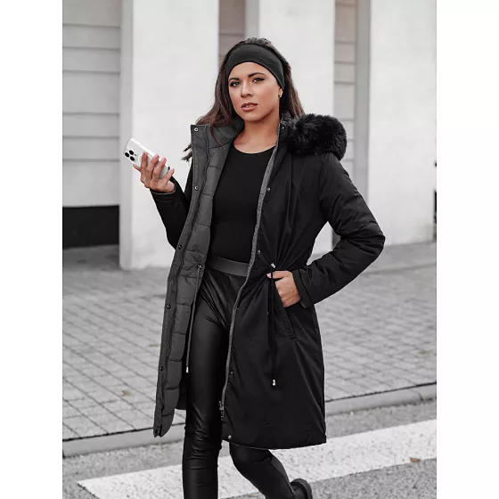 Dámská zimní bunda oboustranná TY4587 černo-šedá - FashionStreet 