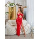 Dámské sexy krajkové šaty s výstřihem 0000K20862 Červená - Koucla