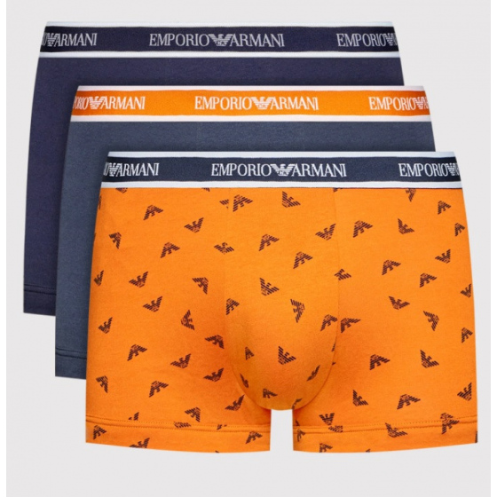 Pánské boxerky 111357 2R717 96735 - tm.modrá/oranžová - Emporio Armani