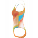 Dámské jednodílné plavky SCOOP ONE PIECE-PRINT KW0KW02086 0G0 oranžovožluté - Calvin Klein
