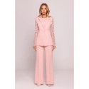 Dámské sako s krajkovými rukávy M865 Pudr růžová - MOE