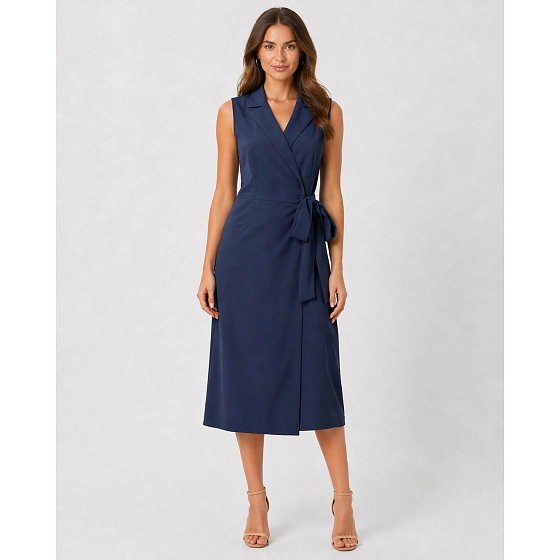 Dámské elegantní zavinovací šaty S275 tmavě modré - Stylove