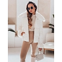 Dámská prošívaná krátká bunda s kožešinou TY5070 bílá - FashionStreet
