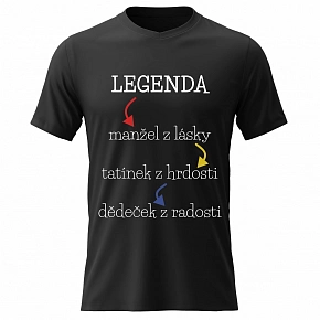 Pánské bavlněné tričko s potiskem - LEGENDA - černé