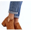 Dámské kotníkové boty na sloupkovém podpatku UK11P Hnědá Camel - Seastar