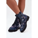 Dámské zateplené kotníkové boty 57C1052 Tmavě modrá vzor - Artiker