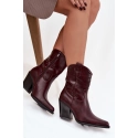 Dámské kotníkové boty na podpatku D8271 Vínová - Sweet Shoes