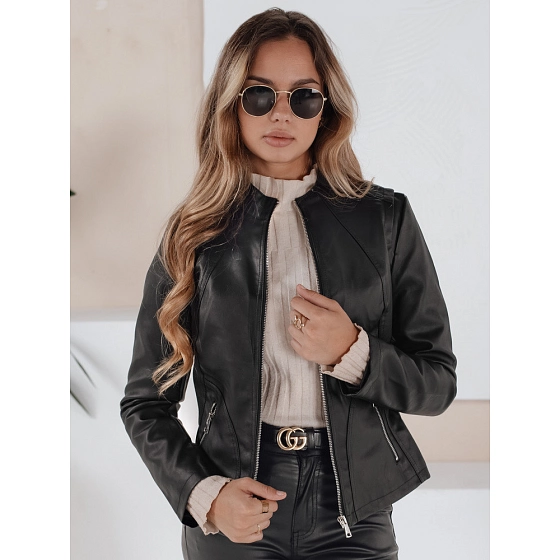 Dámská kožená bunda TY5201 černá - FashionStreet 