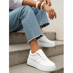Dámské kožené tenisky ZY1394 bílé - FashionStreet