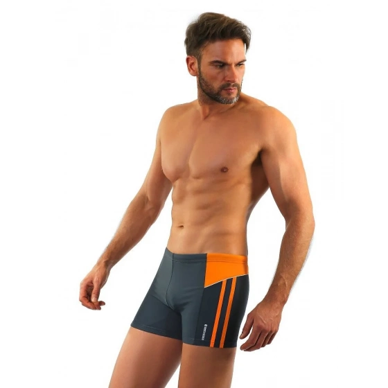 Plavecké boxerky 384 šedo-oranžové - Sesto Senso