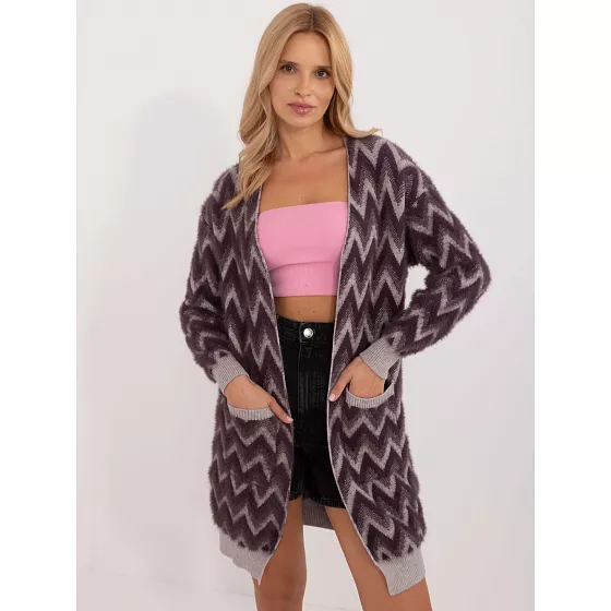 Dámský kardigan AT SW 2340 A.00 tmavě fialový - WoolFashion