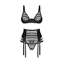 Dámský sexy set Lune Bellis 3-Pcs Crotchless černý - Obsessive