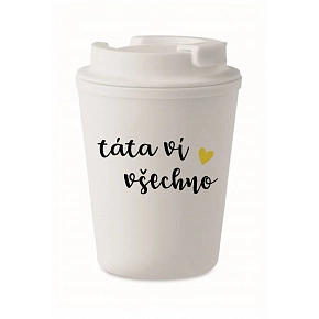 TÁTA VÍ VŠECHNO - bílý termohrnek 300 ml