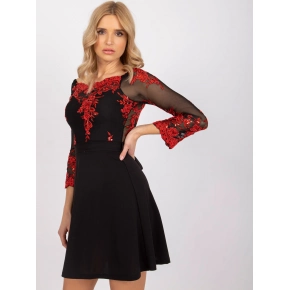 Dámské šaty SK-8522 Černá s červenou - FPrice