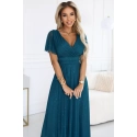Dlouhé třpytivé šaty 635-1 MELANIA lahvově zelené - Numoco