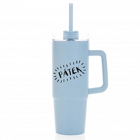 PÁTEK - světle modrý cestovní hrnek s průhledným víčkem 900 ml  