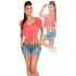 Dámský sexy Top s volánem 9205 Korálová - KouCla