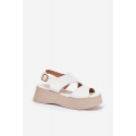 Dámské sandály na platformě 5227 Ecru s béžovou - Ideal shoes
