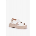 Dámské sandály na platformě 5227 Ecru s béžovou - Ideal shoes