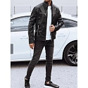 Pánská kožená bunda 11Z8151 černá - FashionStreet