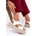 Dámské sandály na platformě 5227 Ecru s béžovou - Ideal shoes