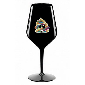 DUHOVÉ VESELÉ EE - čierny nerozbitný pohár na víno 470 ml