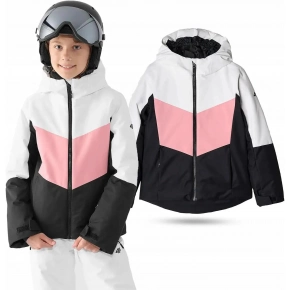 Dívčí zimní bunda JAF545 bílo-černo-růžová - 4F